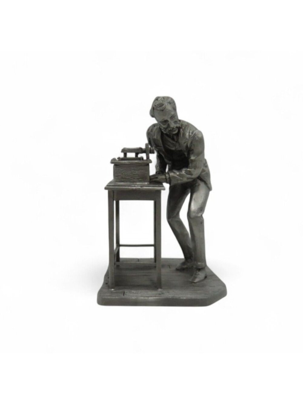 Vintage Deutsches Museum Alexander Graham Bell Telephone Inventor Pewter Figure